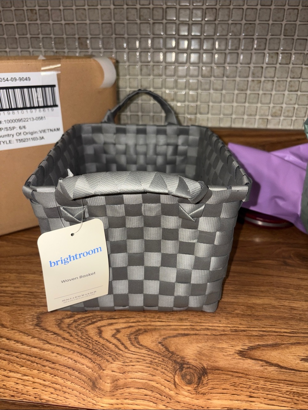 Brightroom Gray Woven Storage Basket with Handle